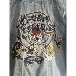 Looney Tunes Denim Shirt Mens S Bugs Bunny Warner Bros 80s #90s #VTG